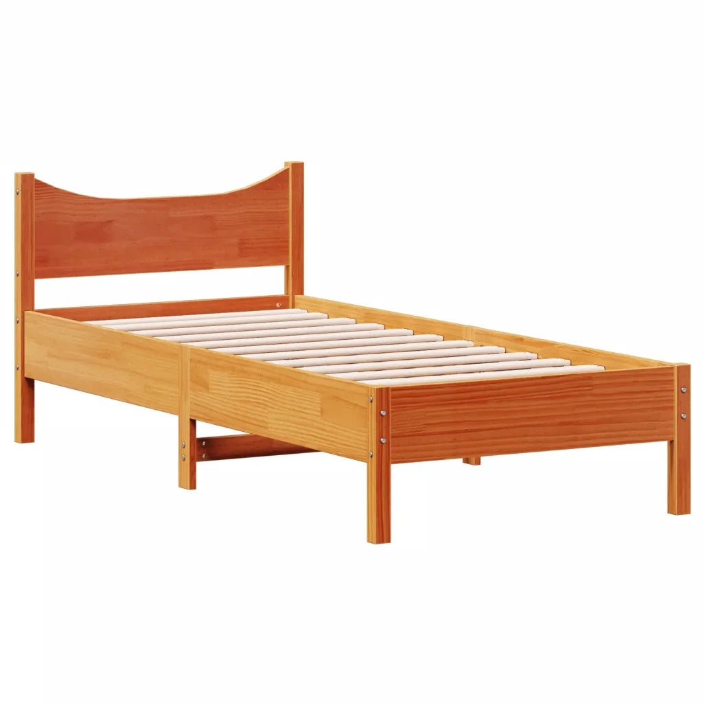 Letto senza Materasso Marrone Cera 90x190 cm in Legno di Pino