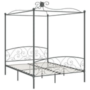 Letto a Baldacchino Grigio in Metallo 160x200 cm 284484