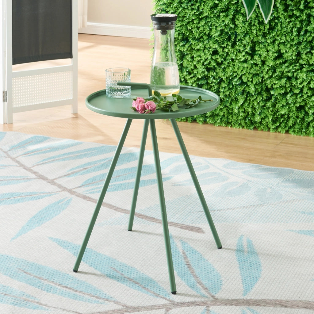 Tavolino da Giardino Fosen in Acciaio Piano con Maniglia Centrale - Verde [en.casa]