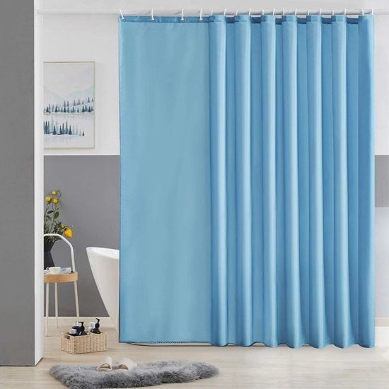 Gordiglio per Doccia Antimuffa Tela Poliestere Impermeabile Tende per Doccia o Bagno 18 Hanger per Tende 270x180cm in Blu chiaro.