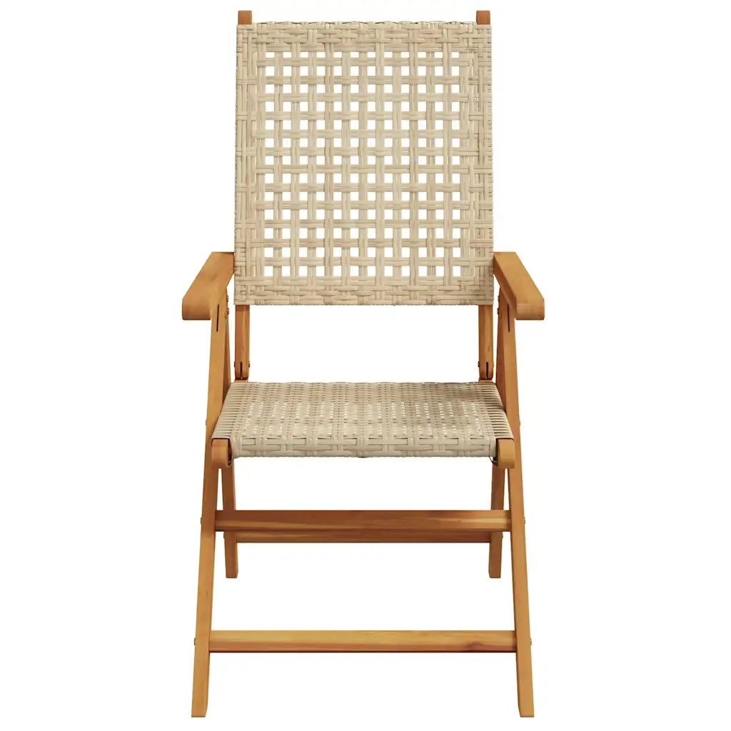 Set Pranzo da Giardino 7 pz Beige Polyrattan e Legno Massello 3281732