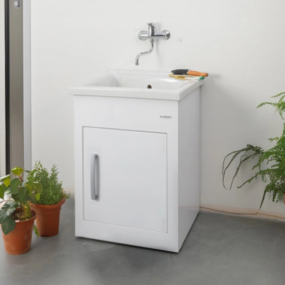 Mobile lavatoio in alluminio bianco 60x60 cm con apertura a destra Still Montegrappa