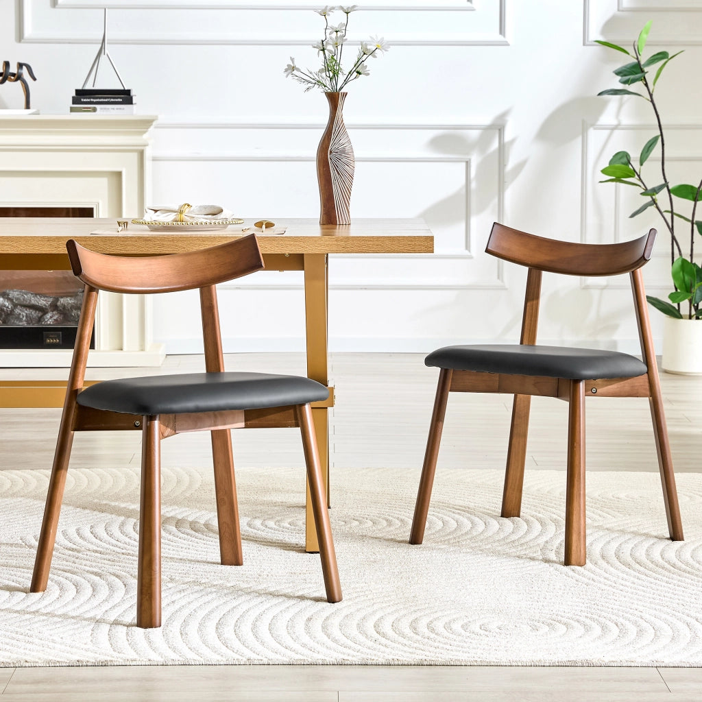 Set 2 sedie da pranzo scandinave in legno con seduta imbottita, nero