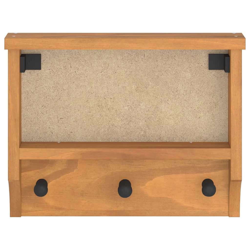 Appendiabiti da parete salvaspazio 45 x 12 x 35 cm con 3 ganci stile rustico legno di pino massiccio 02_0056686