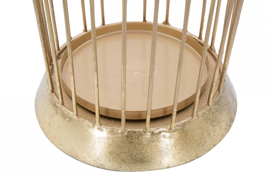 Portaombrelli struttura in acciaio dorato, con linee minimali, colore oro, Misure 23 x 68,5 x 26,5 cm