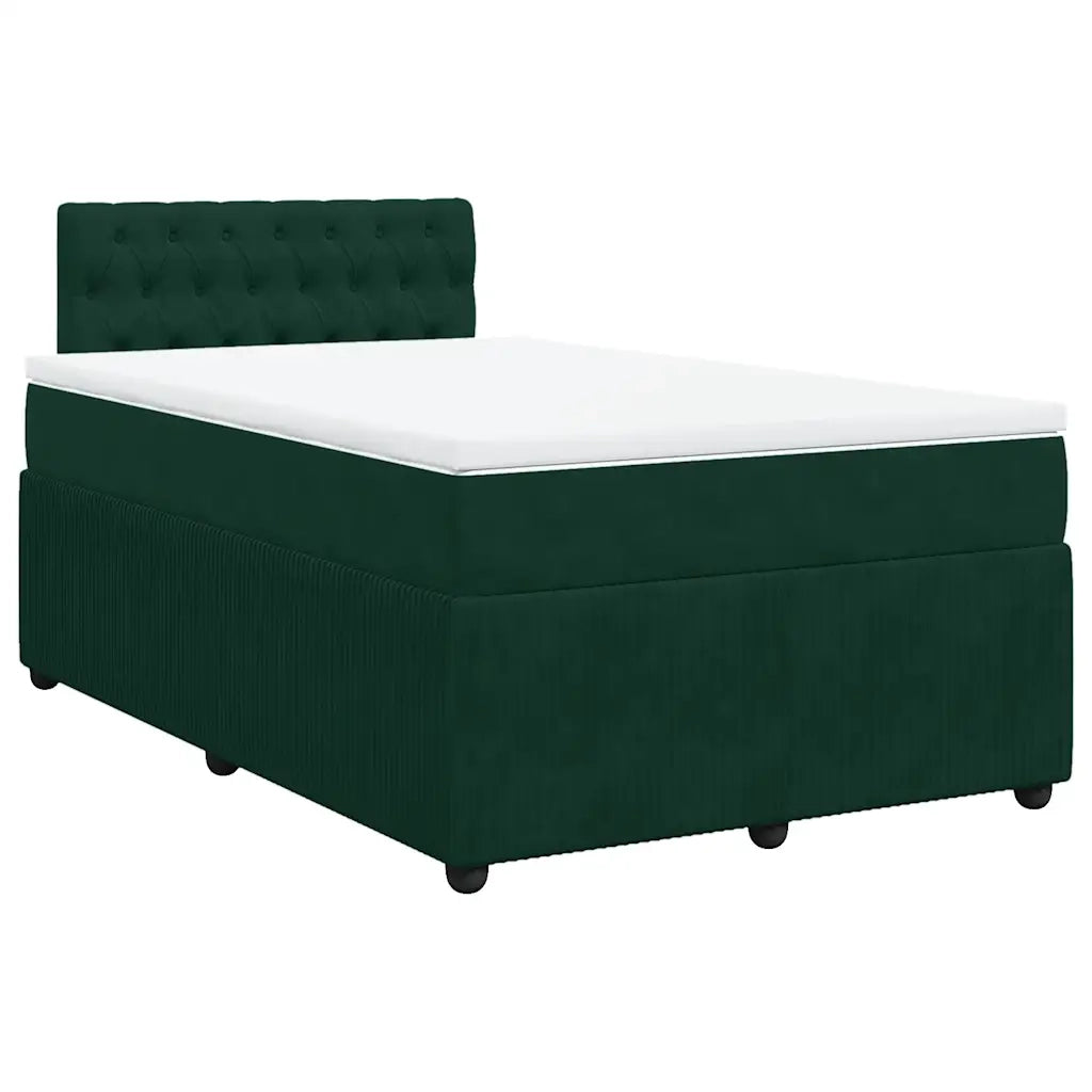 vidaXL Giroletto a Molle con Materasso Verde Scuro 120x190 cm Velluto