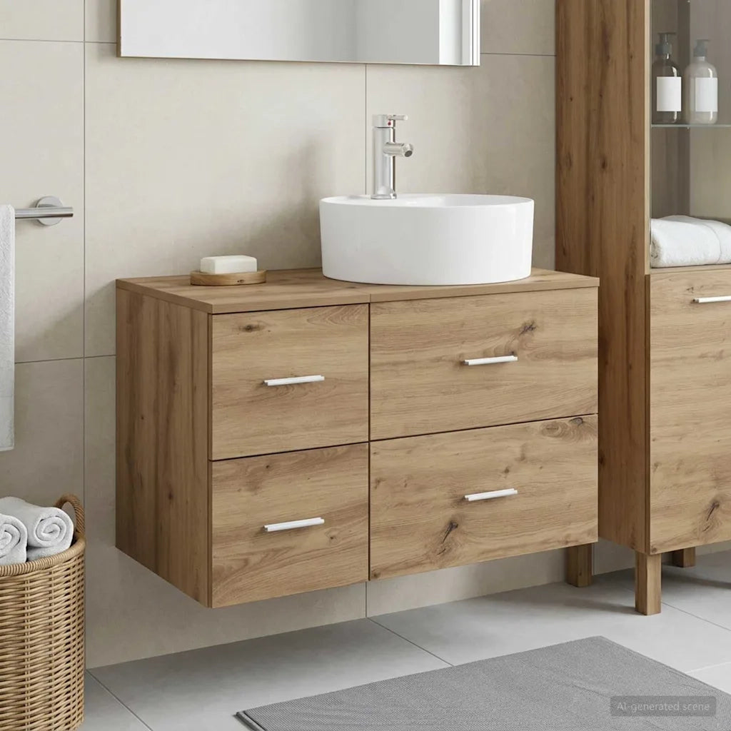 Set di mobili per il bagno 2 pz Rovere Artigianale 3403991