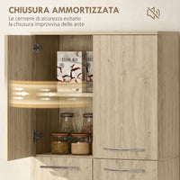 Mobile Contenitore Minimal 59x31x155 cm con 2 Armadietti e Mensole Regolabili in Legno Rovere