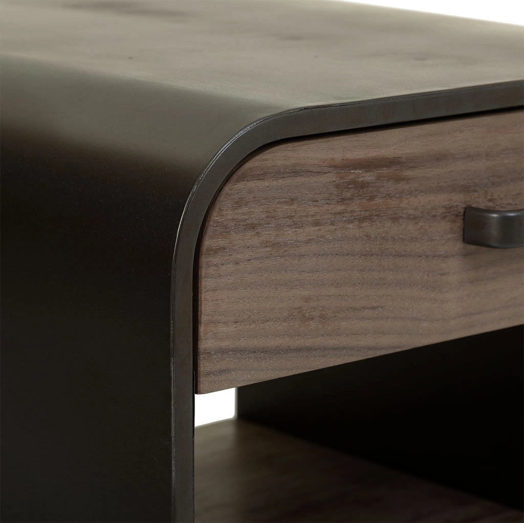 Tavolino in metallo e legno nero 50x52x56h cm