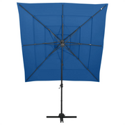 Ombrellone a Sbalzo 4 Livelli Palo in Alluminio 250x250 cm Blu 313827
