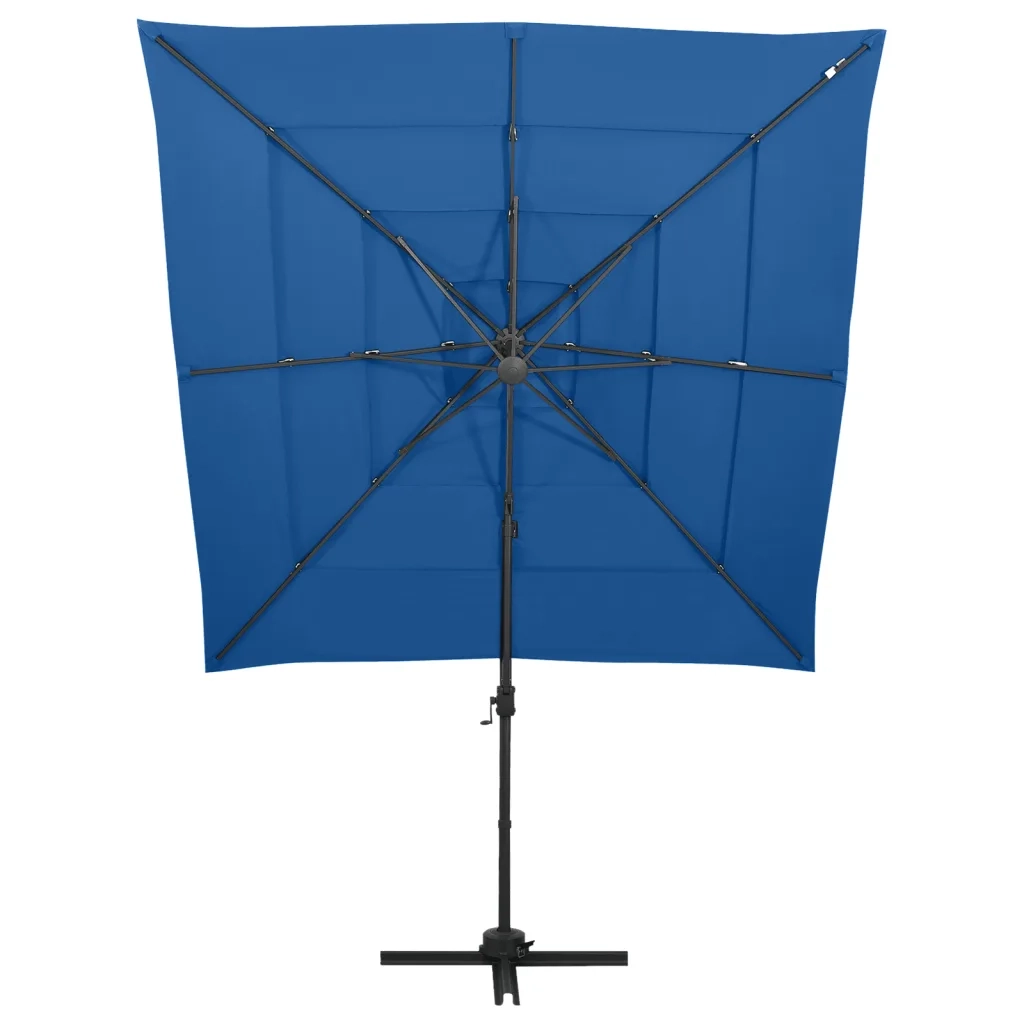 Ombrellone a Sbalzo 4 Livelli Palo in Alluminio 250x250 cm Blu 313827