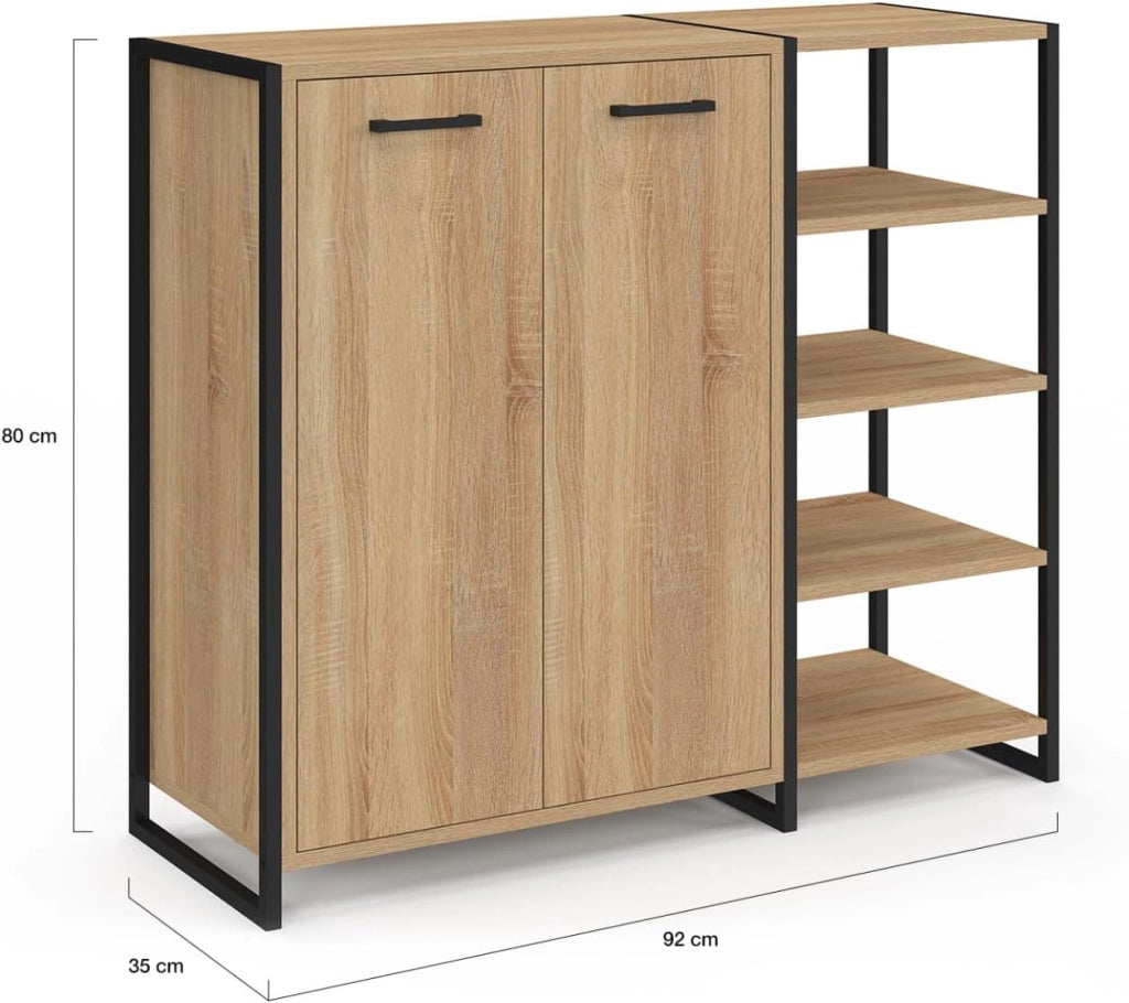 Scarpiera 12 paia LUIS 2 porte con 4 ripiani design industriale