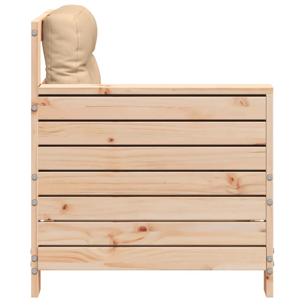 Divano Giardino Senza Braccioli con Cuscino-Sofa da Giardino-Divanetto da esterno Legno Massello Pino 312444