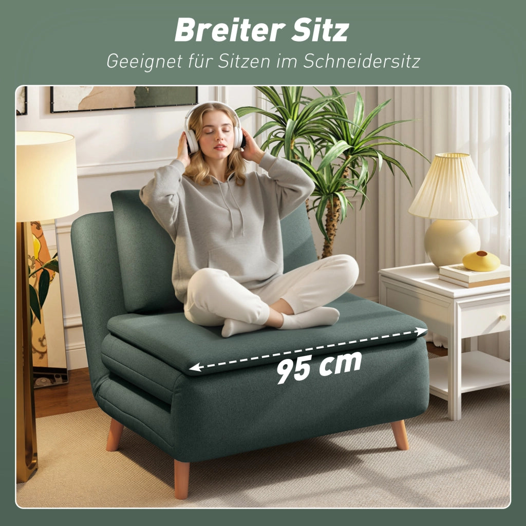 Letto Poltrona Imbottito ¨C Zephmum ¨C Verde Scuro Legno di Faggio
