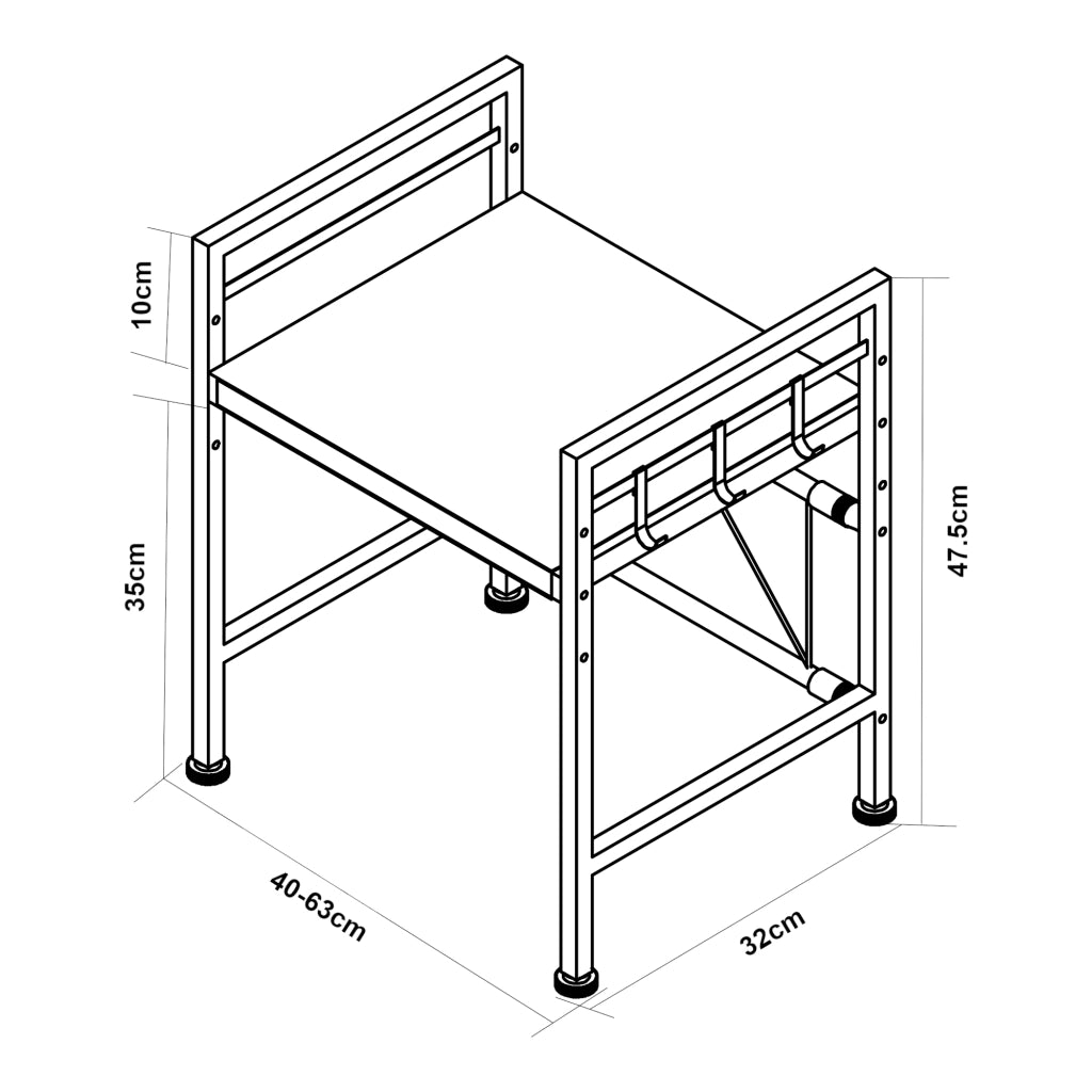 Scaffale per Microonde Sorsele Alto 48 cm Regolabile in Larghezza 40-63 cm Metallo Nero [en.casa]
