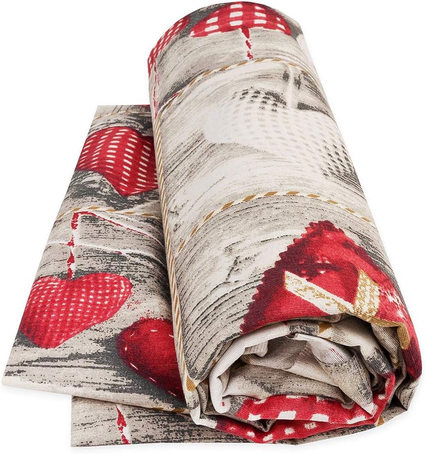 Telo Arredo CopriTutto 270x280 cm Cotone Copridivano Letto Shabby Chic Cuori Multiuso Lavabile