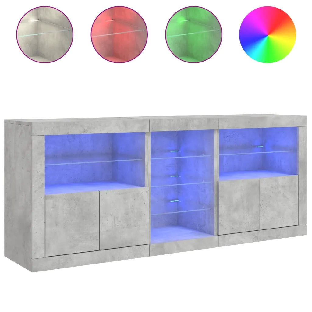 Credenza con Luci LED Grigio Cemento 162x37x67 cm 3209033