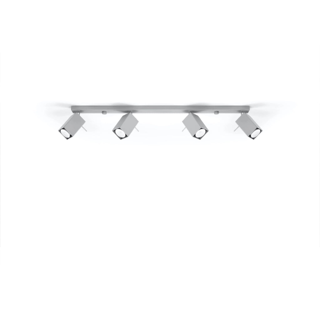 Lampada GU10 4 luci regolabile in acciaio stile industriale MERIDA, grigia, 80 cm