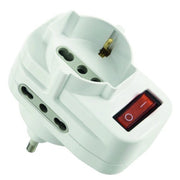 Adattatore Spina Rotante 16A+Int 1 Univ+2 Biv Bianco Set 5 Pezzi - Electraline