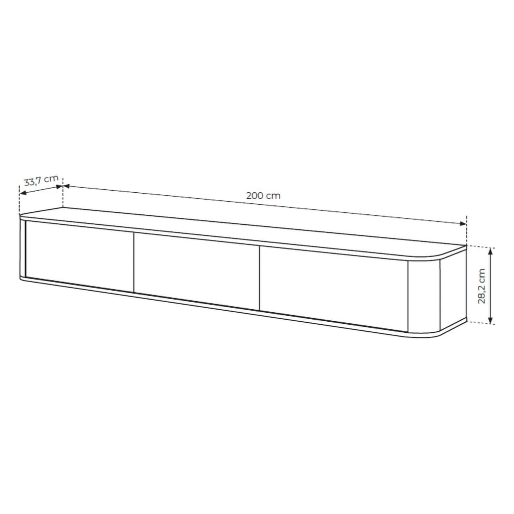 Kahate, Mobile Porta tv 3 Cassetti, 200x34x28h cm Marrone Noce
