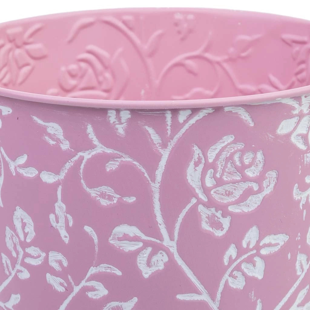 Cubo in metallo rosa D14x14,5h cm B10