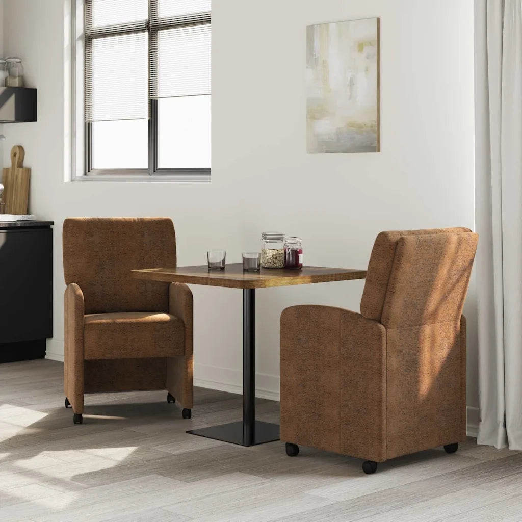 Sedie da Pranzo con Ruote 2 pcs Marrone 57 x 67 x 95 cm 42017843