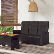 Panca da Giardino Reclinabile con Cuscini-Sgabello-Panca da esterno 173cm Polyrattan Nero