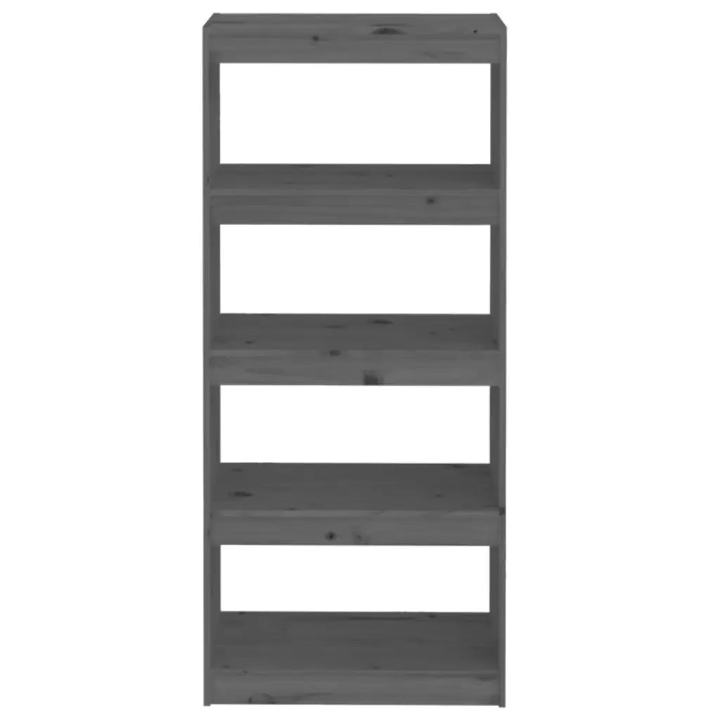 Libreria/Divisorio Grigio 60x30x135,5 cm Legno Massello di Pino