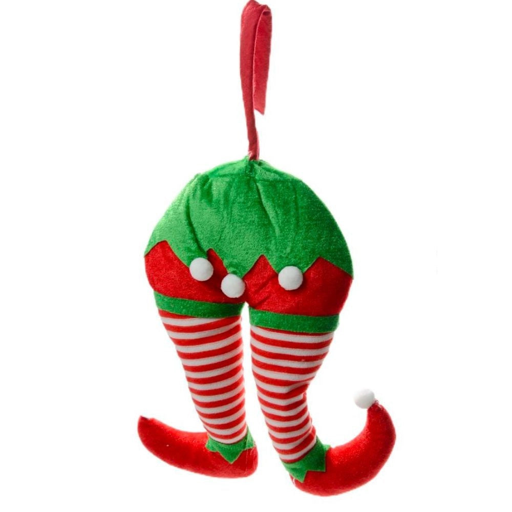 Trade Shop - Decorazioni Di Natale Gambe Elfo Righe Addobbo Per Albero Di Natale Dim. 30x40h -