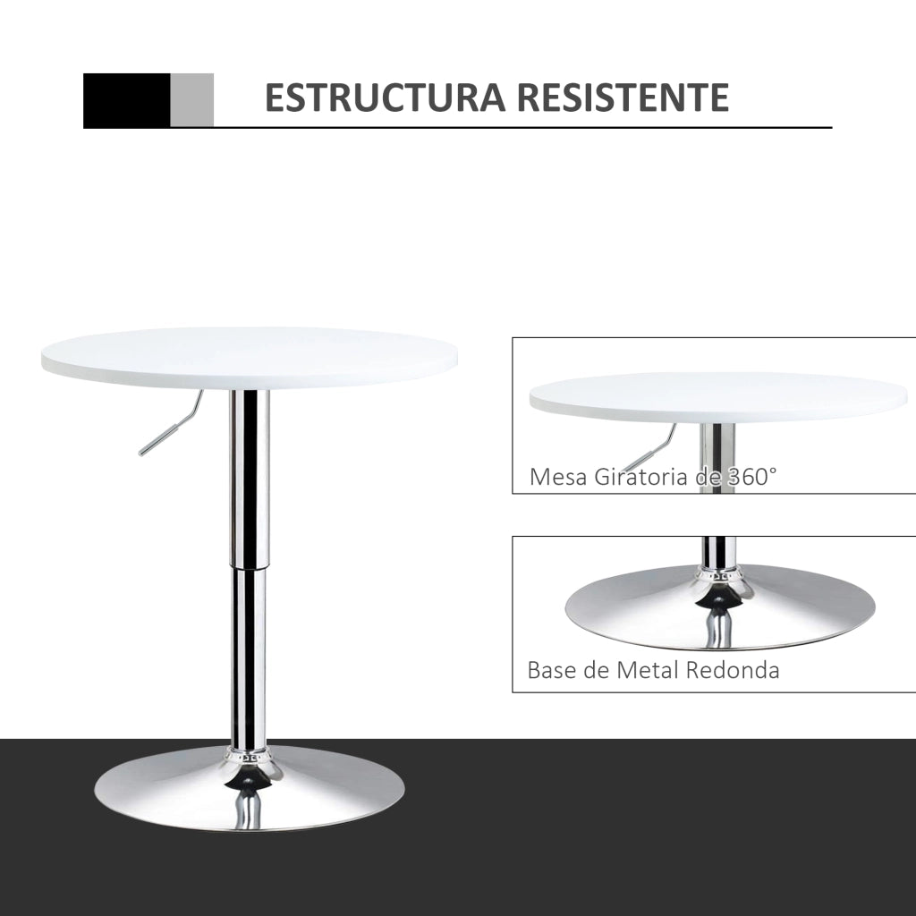 Tavolo da bar regolabile in altezza con base rotonda ¨C zephmum ¨C bianco ?60x69-93 cm