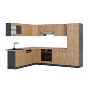 Vicco Cucina angolare completa Rovere artigianale/antracite 227 x 287 cm , PL Rovere