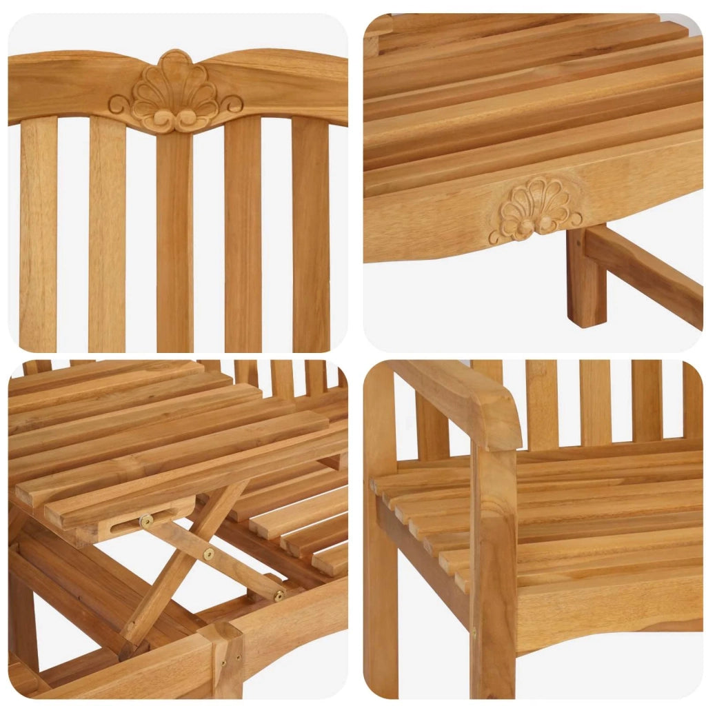 Panchina in legno intagliata a mano Naturale 155 x 60 x 94 cm