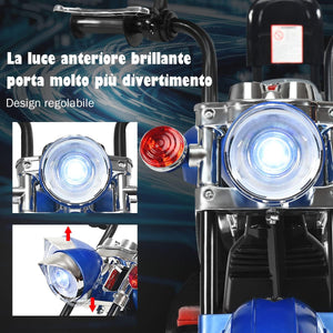 6V Moto Elettriche per Bambini, Moto Cavalcabile Marcia Avanti e Indietro, Portanza di Peso 30kg (Blu)