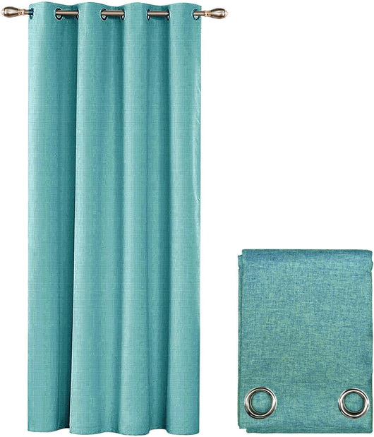 Tenda Porta Finestra Azzurro 140x280 cm Tessuto Semitrasparente Coprente Occhielli Acciaio