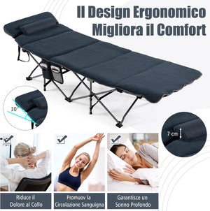 Letto Brandina Pieghevole con Materasso e Cuscino Rimovibili, Borsa da Trasporto, con Struttura Metallica Resistente, per Casa, Ufficio, Campeggio, Carico Fino a 150 kg