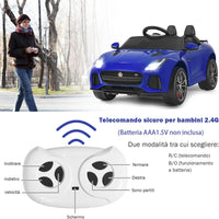Jaguar Auto Elettrico 12 V per Bambini, Macchina Elettrica con Telecomando, con Luci Musica Storia, Avvio Lento, Velocit¨¤ 3-5 km/h (Blu)