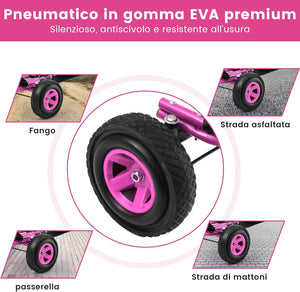 Go Kart a Pedali per Bambini, con Sedile Regolabile e Freno a Mano, Go Kart Veicolo per Bambini 3-8 Anni, Portata Massima 30 kg (Rosa)