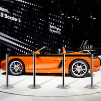 6 Paletti di Delimitazione, Colonnine Segnapercorso Corda, Barriera in Acciaio Inox con Nastro Retrattile, Ideale per Hotel Ristorante Cinema