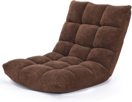 Sedia da Pavimento, Sedia Imbottita Regolabile in 14 Posizioni, Poltrona Salotto per Relax, Yoga, Lettura (Marrone)