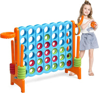 Forza 4 Gigante, Set forza 4 per Bambini e Adulti, con Canestro e Gioco di Lancio, Perfetto per Feste di Compleanno e Vacanze (Arancione)