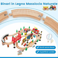 Tavolo e Set di Trenini in Legno, Tavolo Reversibile e Staccabile e Binari in Legno Massiccio, Set da Gioco Creativo 84/80 Pezzi, per Bambini 3 Anni+ (Stile 2)