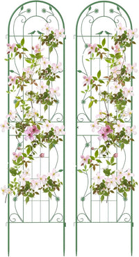 Grigliati per Rampicanti 220 x 50 CM, Set di 2 Tralicci di Metallo Antiruggine per Piante Rampicanti, Rose e Verdure, Decorazione Esterna per Giardino, Cortile e Patio (Verde)