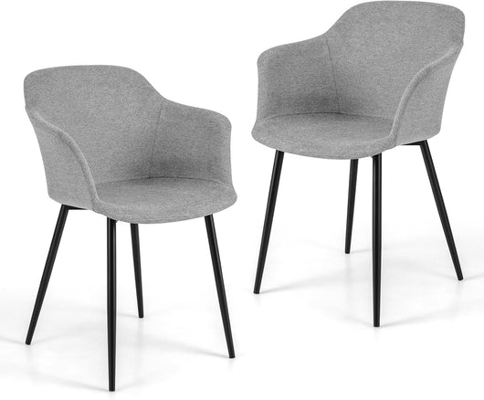 Set di 2 Sedie da Pranzo, Sedia da Pranzo Imbottita con Schienale Ergonomico, Ampi Braccioli, Sedie Moderne ed Eleganti per Soggiorno, Sala da Pranzo e Cucina, Portata 150 kg (Grigio chiaro)