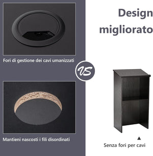 Leggio per Oratori, Podio per Conferenza con Ripiani e Fori per Cavi, Leggio da Pulpito in Legno per Aula, Ufficio, Ristorante e Seminario, Nero