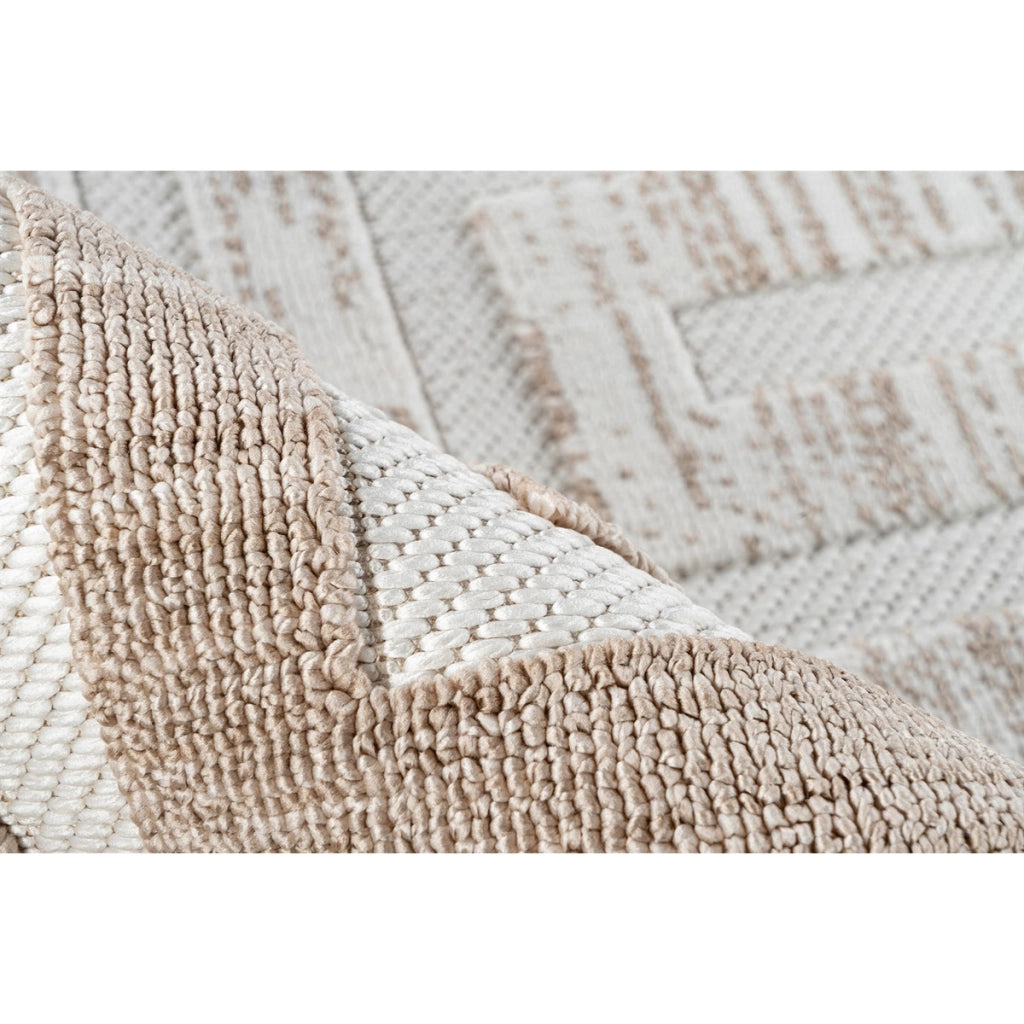 Tappeto moderno Sarai a motivo geometrico marrone e beige