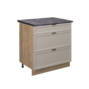 Mobiletto base per cucina Fame-Line GrigioBeige/Rovere dorato 80 cm con 3 cassetti, PL Antracite Vicco