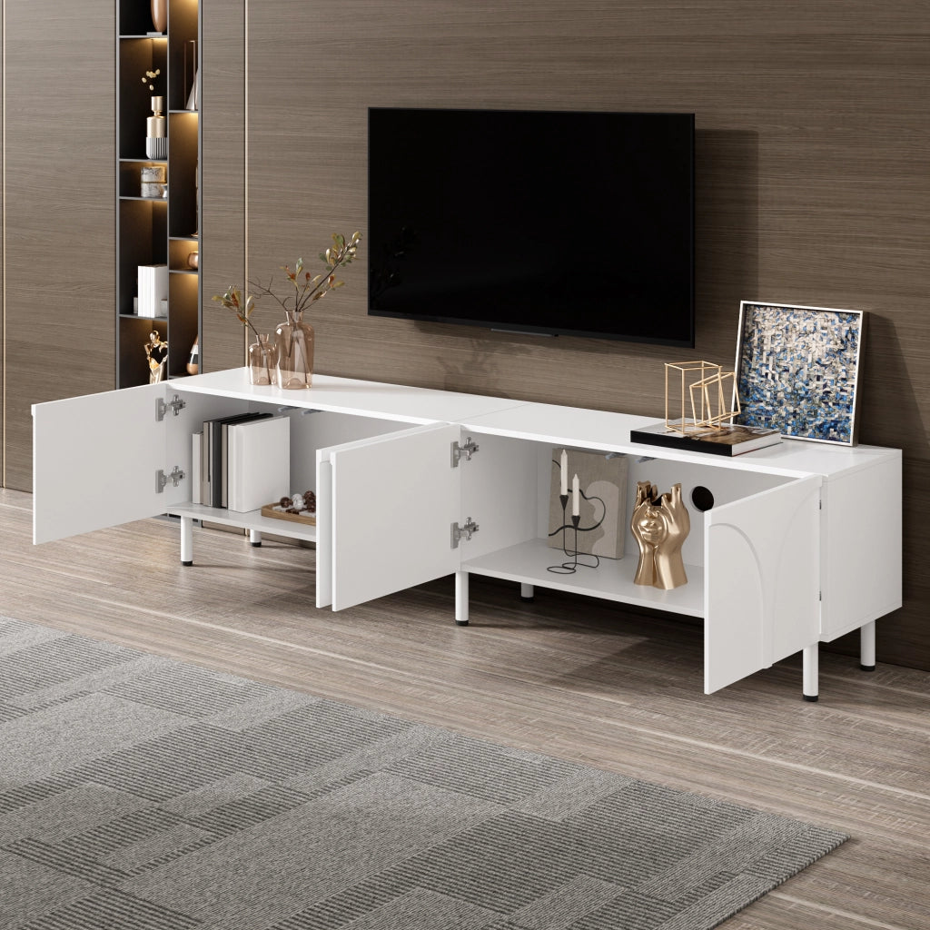 Mobile TV con 4 ante e 2 vani; per soggiorno; in MDF e PB; 180×35×49 cm; bianco
