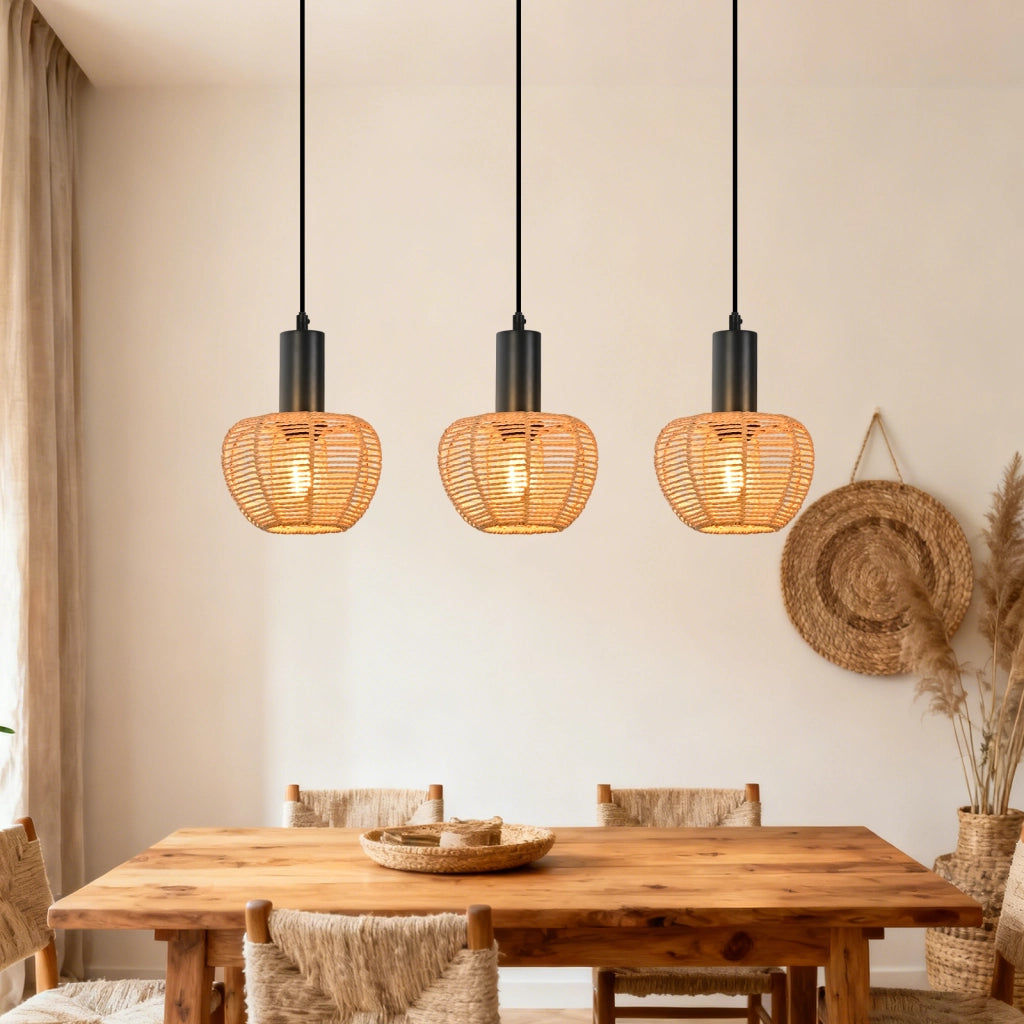 Lampada a sospensione ZMH nera E27 a 3 luci per sala da pranzo e camera da letto