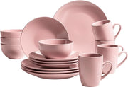 Set di servizio moderno 16 pezzi per 4 persone in ceramica di alta qualità rosa - Pastell Selection