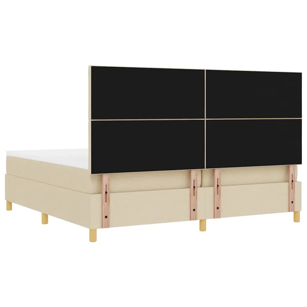 Letto a Sorgente LED con materasso Crema 200 x 200 cm Tessuto 3343206